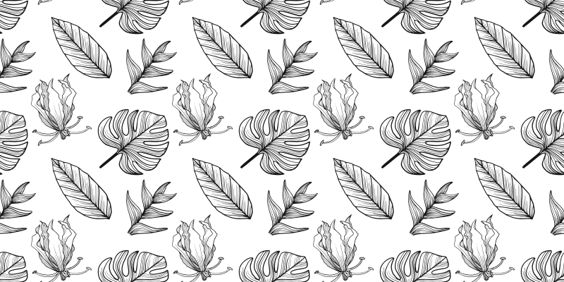 Covor vinil flori și plante frunze tropicale monocolore - TenStickers