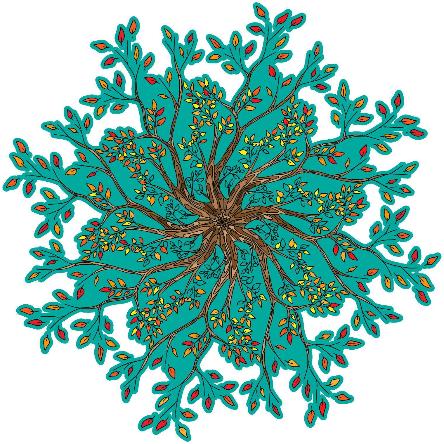 Covor vinil flori și plante conceptul arborelui vibrant - TenStickers