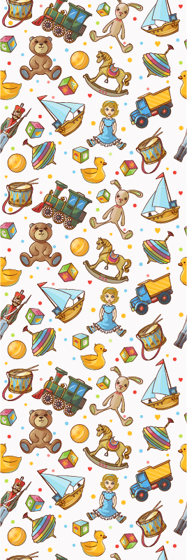 Covor vinil dormitor cu design drăguț jucării din lemn - TenStickers