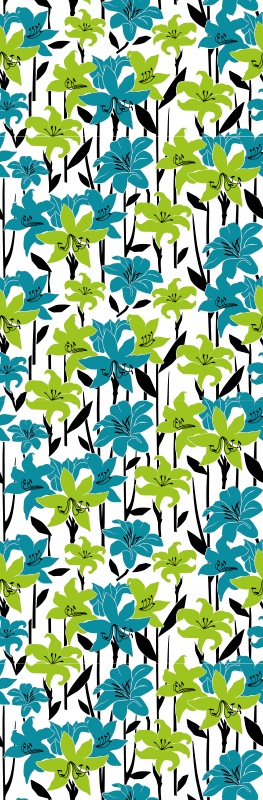 Covor vinil dormitor cu design stencil flori - TenStickers