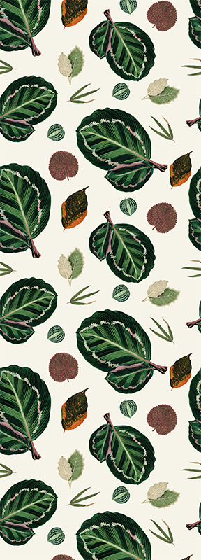 Covor vinil dormitor frunze maranta verde roșii - TenStickers