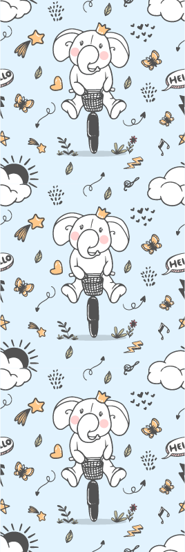 Covor vinil dormitor cu model elefant pe bicicletă - TenStickers