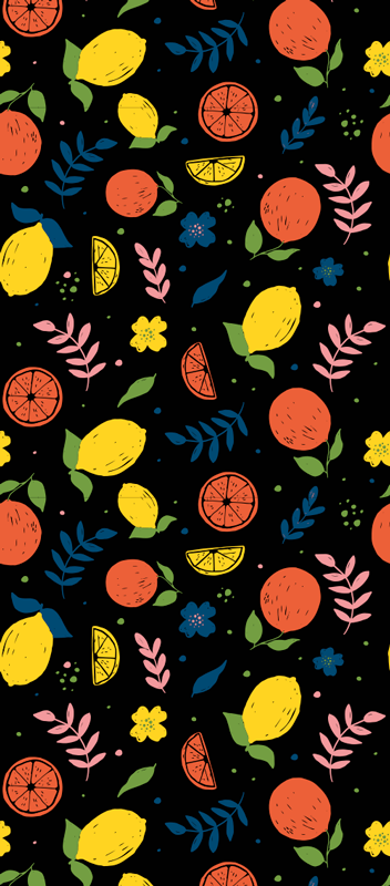 Covor vinil dormitor fructe citrice cu frunze - TenStickers