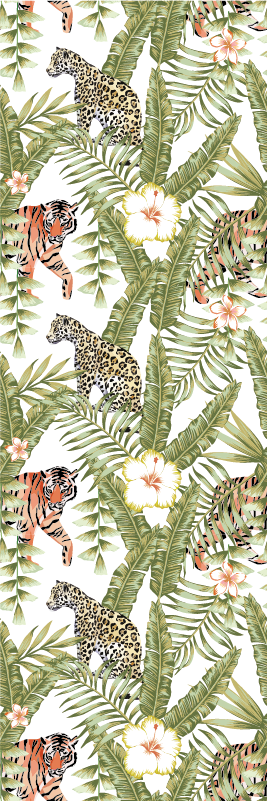 Covor vinil dormitor frunze tropicale cu lei - TenStickers