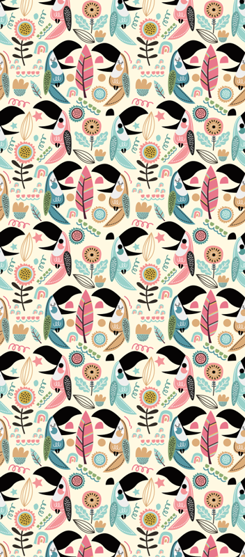 Covor vinil dormitor frunze pastel nordice albastre - TenStickers