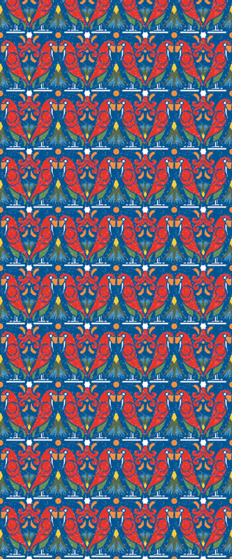 Covor vinil dormitor design floral cu fundal albastru - TenStickers