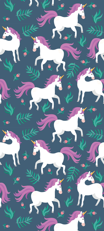 Covor vinil dormitor model unicorn albastru plat - TenStickers