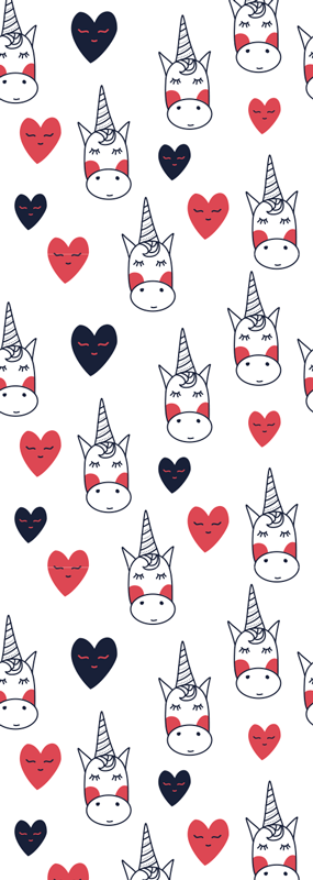 Covor vinil dormitor model unicorni cu inimioare - TenStickers