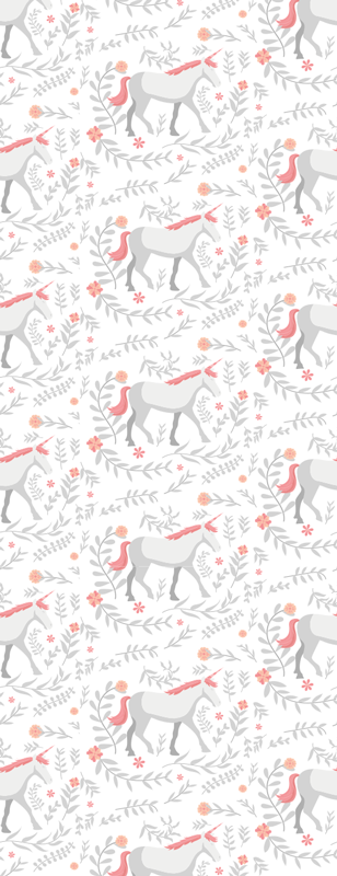 Covor vinil dormitor model unicorn cu frunze - TenStickers