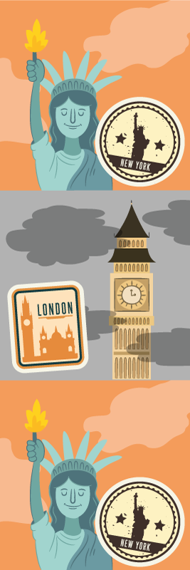 Covor vinil dormitor colaj nyc și londra - TenStickers