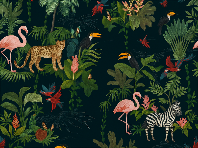 Covor vinil dormitor design exotic închis - TenStickers