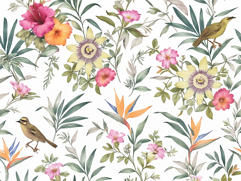 Covor vinil dormitor design floral albastru - TenStickers