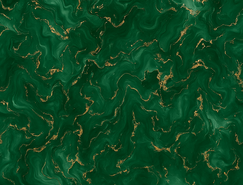 Covor vinil dormitor verde emerald cu marmură aurie - TenStickers