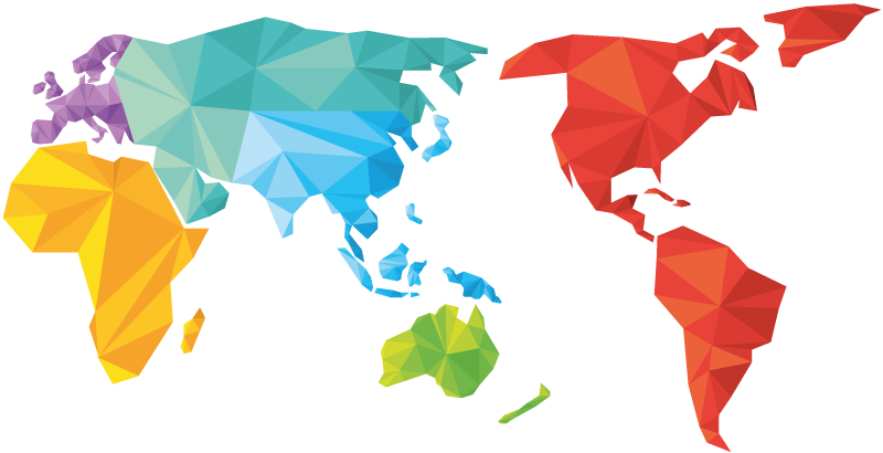 Covor de vinil geometric hartă mondială colorată - TenStickers