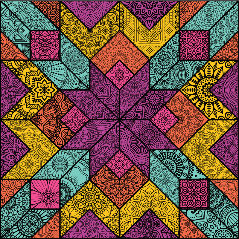 Covor de vinil geometric cu elemente geometrice colorate - TenStickers
