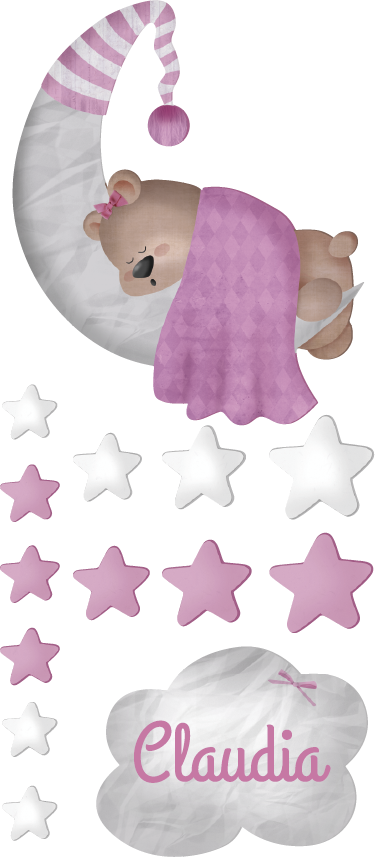 Covor de vinil pentru copii ursuleț adormit cu nume - TenStickers