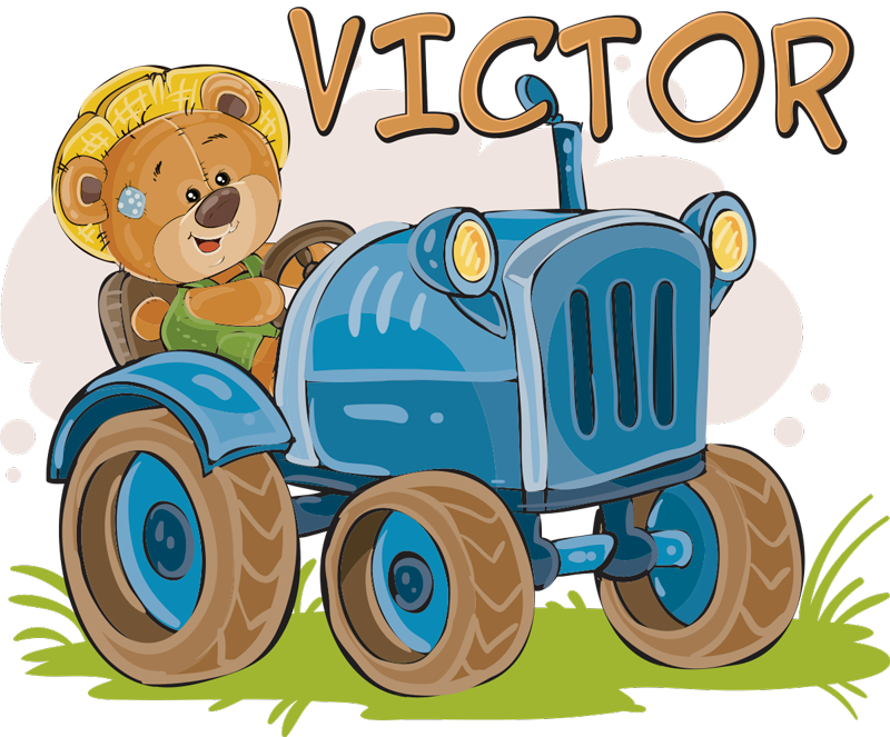 Covor de vinil pentru copii tractor personalizabil - TenStickers