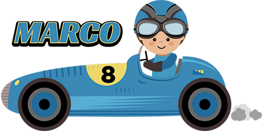 Covor de vinil pentru copii mașină formula 1 cu nume - TenStickers