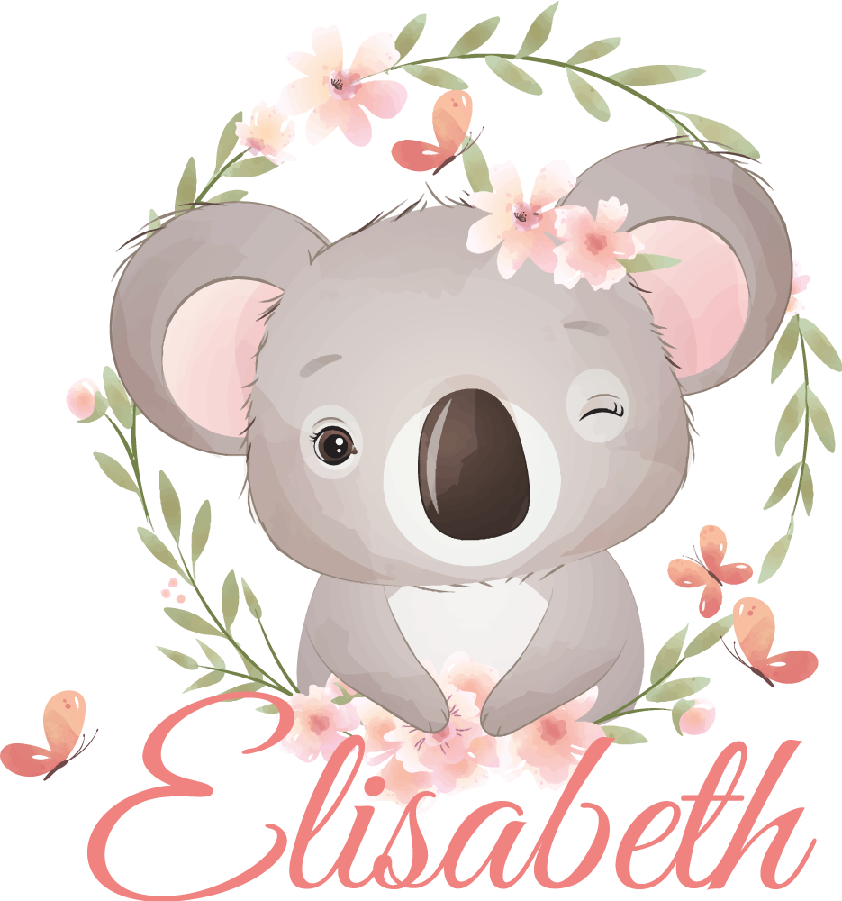 Covor de vinil pentru copii animale drăguțe koala cu nume - TenStickers