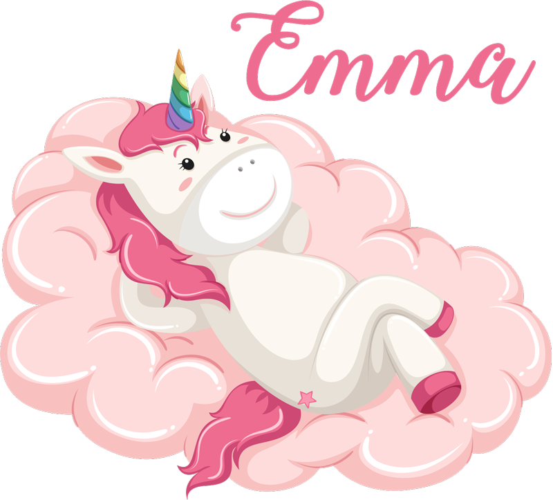 Covor de vinil pentru copii unicorn pe nor cu nume - TenStickers