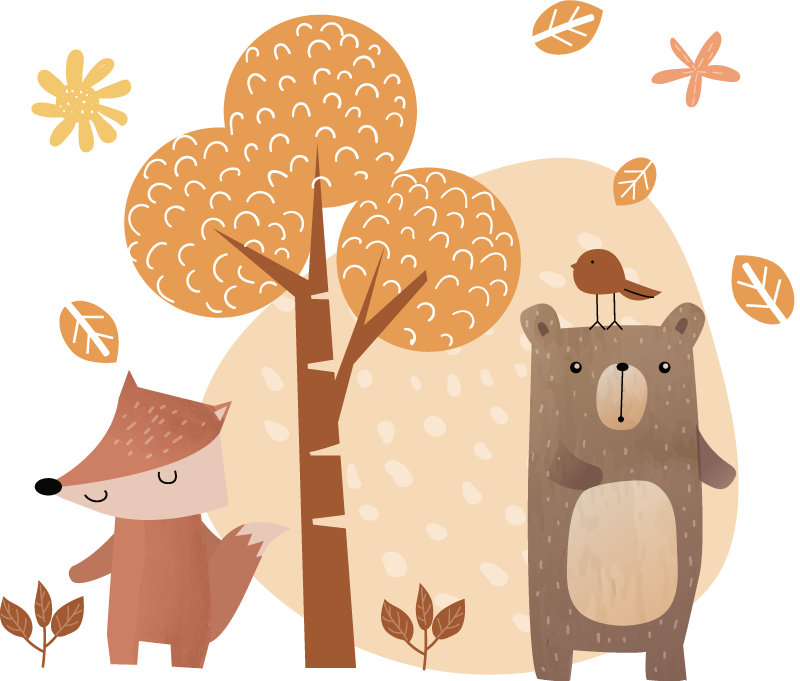 Covor de vinil pentru copii animale și copaci - TenStickers