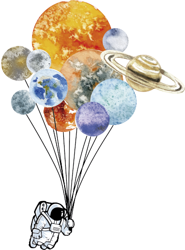 Covor de vinil pentru copii astronaut cu baloane colorate - TenStickers