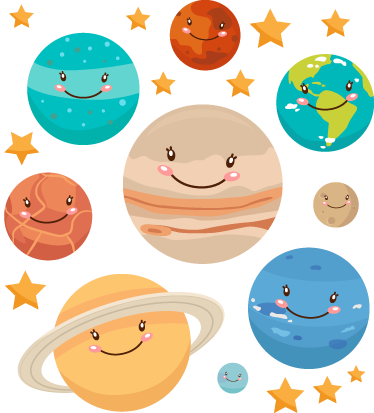 Covor de vinil pentru copii cu stickere planete solară - TenStickers