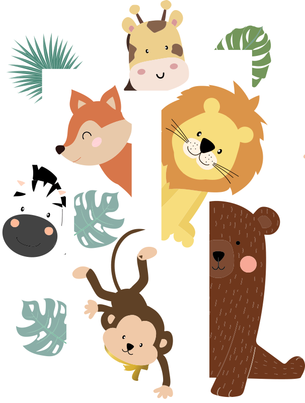 Covor de vinil pentru copii animale la ușă - TenStickers