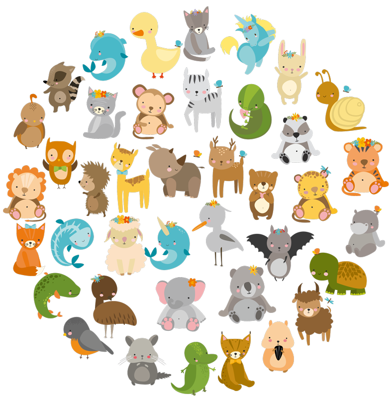 Covor de vinil pentru copii animale de la zoo - TenStickers