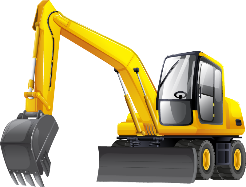 Covor de vinil pentru copii excavator 3d galben negru - TenStickers