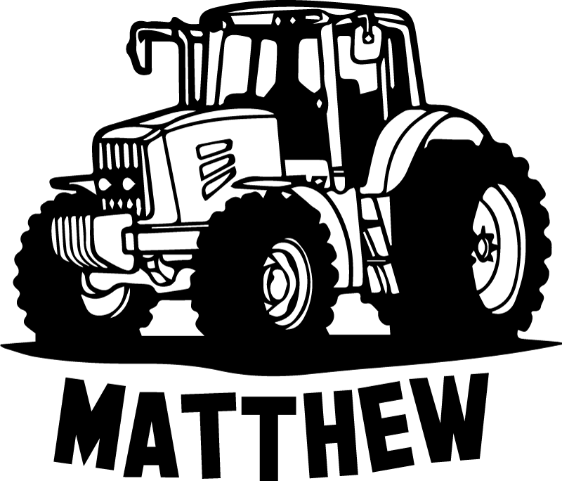 Covor de vinil pentru copii silueta de tractor cu nume - TenStickers