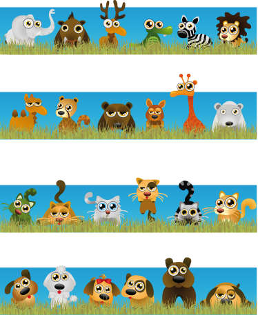Covor de vinil pentru copii dungi cu animale - TenStickers