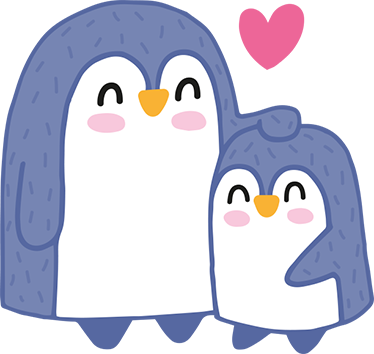 Covor de vinil pentru copii pinguin mama și pui - TenStickers