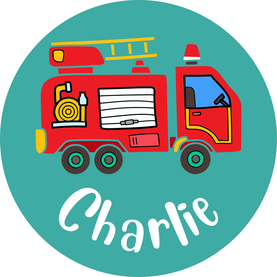 Covor de vinil pentru copii camion de pompieri personalizat - TenStickers