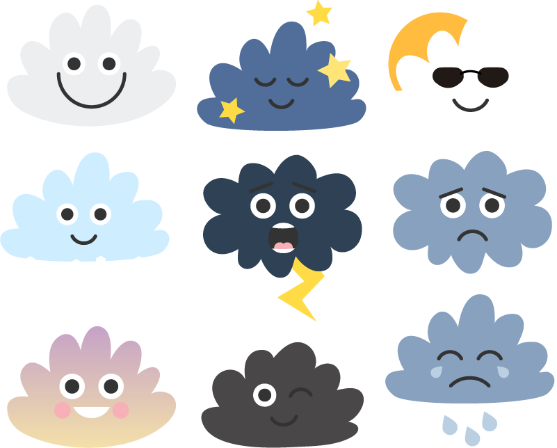 Covor de vinil pentru copii nori cu fețe - TenStickers