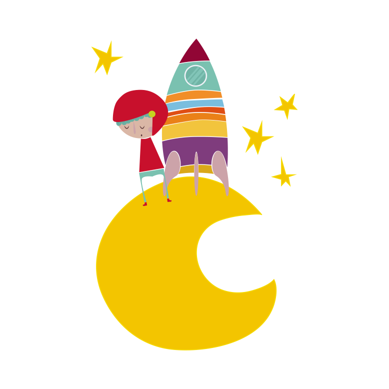 Covor de vinil pentru copii rachetă pe lună - TenStickers