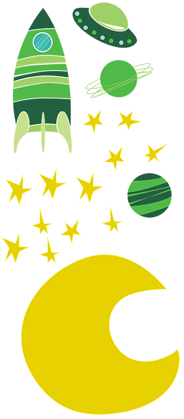 Covor de vinil pentru copii cu stickere spațiale verzi - TenStickers