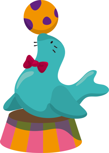 Covor de vinil pentru copii cu foca de circ și minge - TenStickers