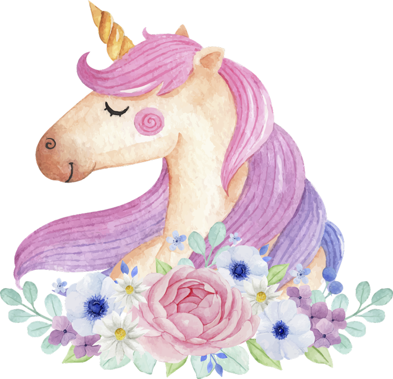 Covor de vinil pentru copii unicorn acquerelat - TenStickers