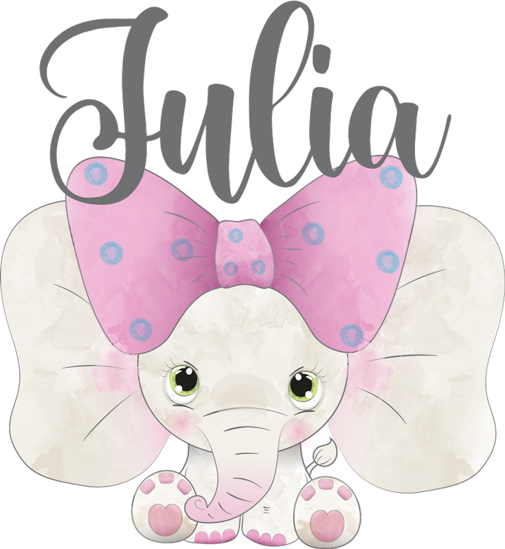 Covor de vinil pentru copii elefant cu pui și nume - TenStickers