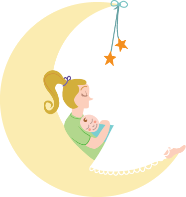 Covor de vinil pentru copii mama și bebe pe lună - TenStickers