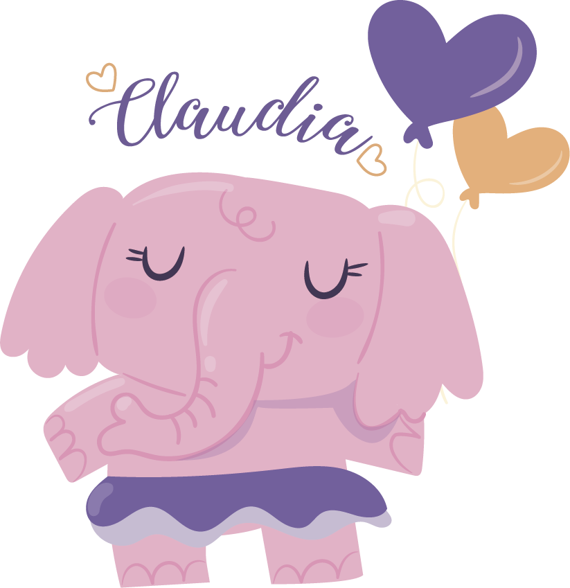 Covor de vinil pentru copii elefant roz cu nume - TenStickers