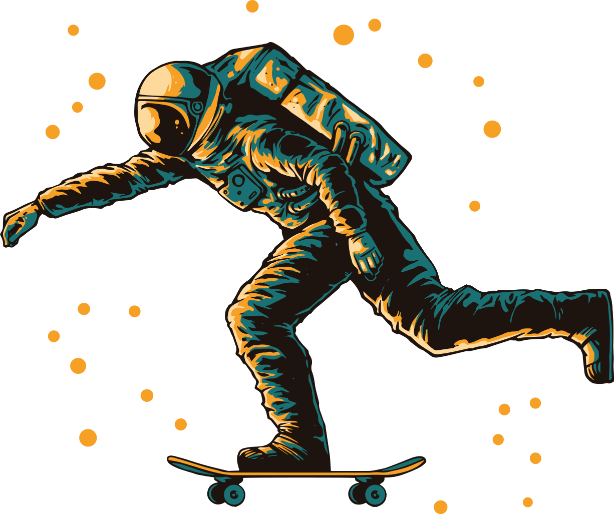 Covor de vinil pentru copii astronaut pe skateboard - TenStickers