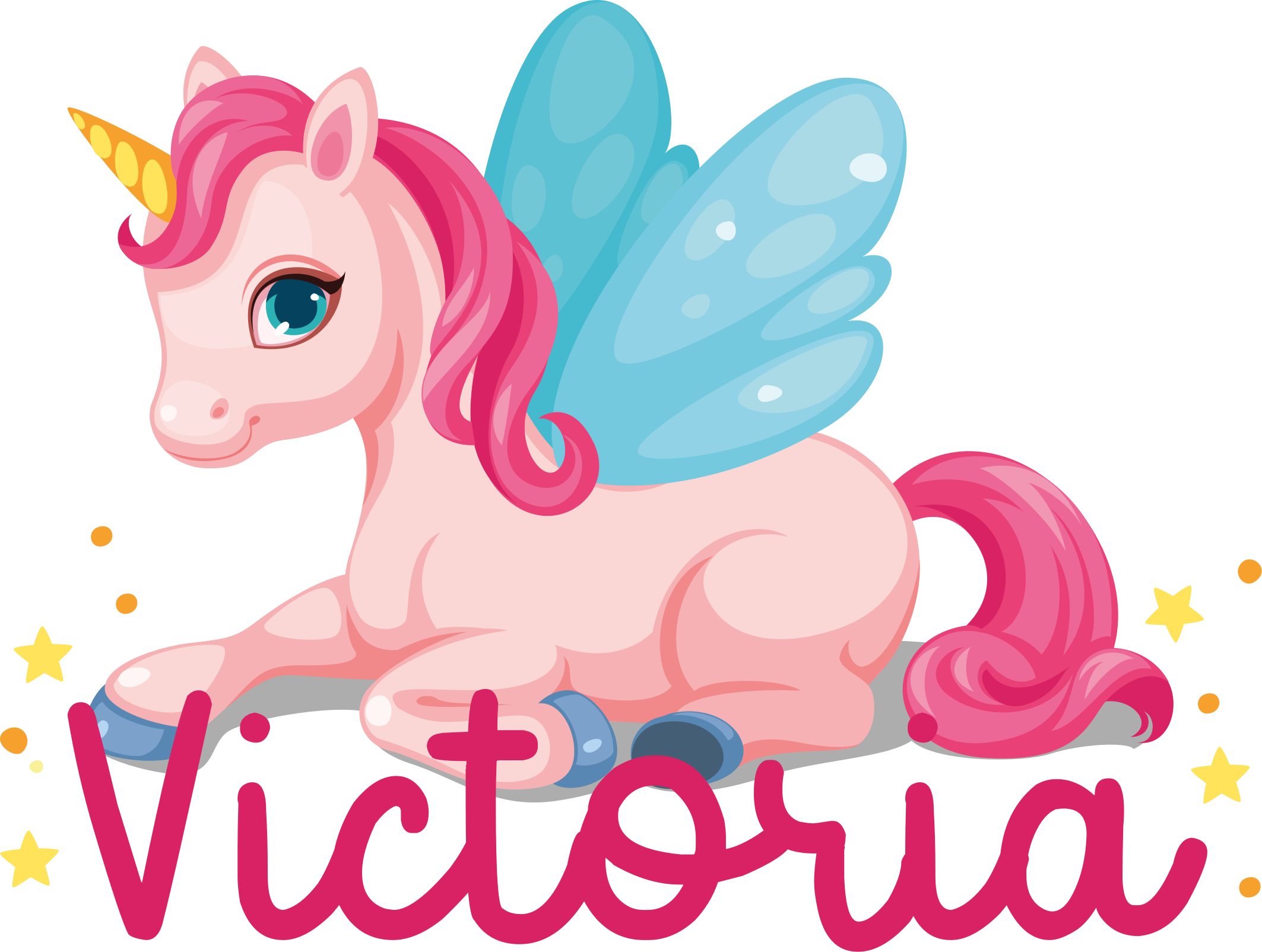 Covor de vinil pentru copii unicorn roz vesel și amuzant - TenStickers