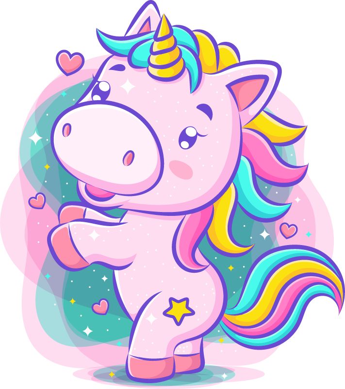 Covor de vinil pentru copii unicorn colorat zâmbitor - TenStickers