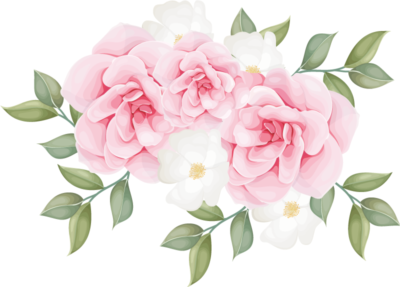Covor vinil dormitor flori elegante roz - TenStickers