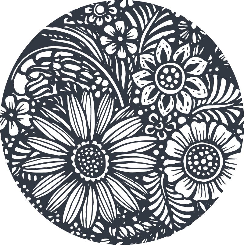 Covor vinil dormitor design floral rotund - TenStickers