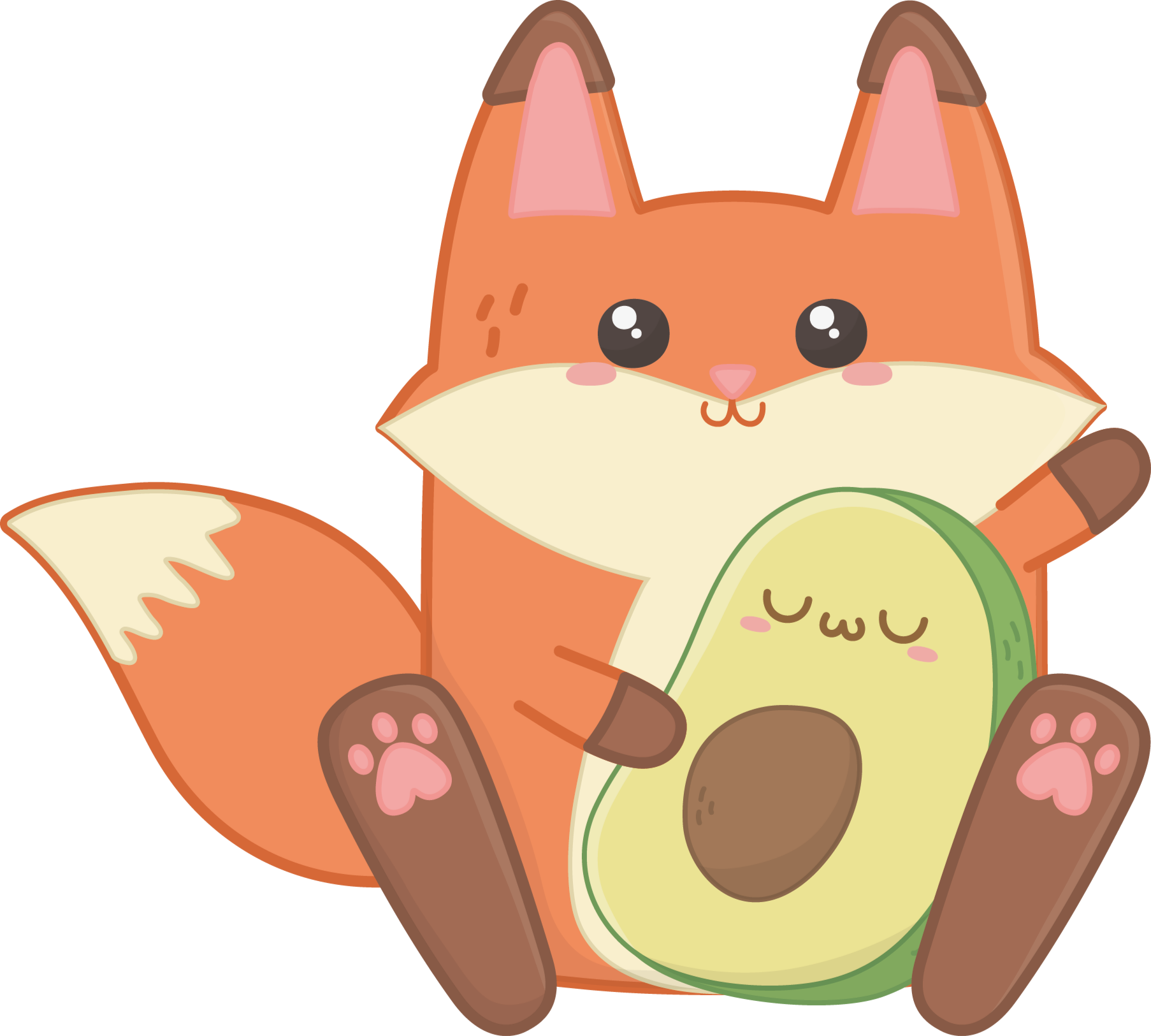 Covor de vinil pentru copii vulpe kawaii cu avocado - TenStickers