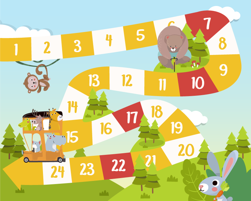 Covor de vinil jocuri animale sălbatice desenate - TenStickers