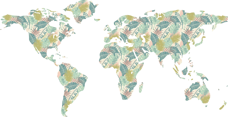 Covor de vinil harta lumii mapamundi tropical - TenStickers